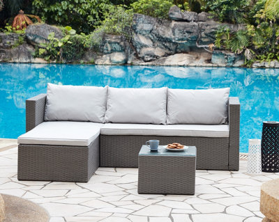 Rattan l shape garden sofa hotsell