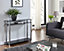 Discontinued - Eldon Console Table Black Glass Chrome Legs Hallway Sideboard Display Entryway Accent Side Table