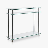 discontinued - Eldon Console Table Clear Glass Chrome Legs Hallway Sideboard Display Entryway Accent Side Table