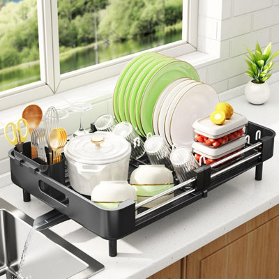 Dish Drainer Rack, Expandable Stainless Steel Sink Dish Rack Draining ...