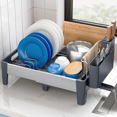 Dish Drainer Rack Kitchen Counter, Expandable, 50cm Stainless Steel ...