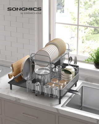 Dish Drainer Rack, Kitchen Expandable Dish Drying Rack, Stainless Steel ...