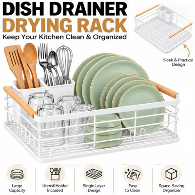 Dish Drainer Rack Modern Design Drip Tray Plate, Cutlery, Pots and ...