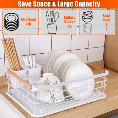 Dish Drainer Rack Modern Design Drip Tray Plate, Cutlery, Pots and ...
