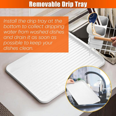 Dish Drainer Rack Modern Design Drip Tray Plate, Cutlery, Pots and ...