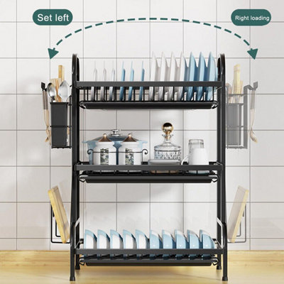 Dish Drainer Rack, Modern Design Drip Tray Plate, Cutlery, Pots Drying ...