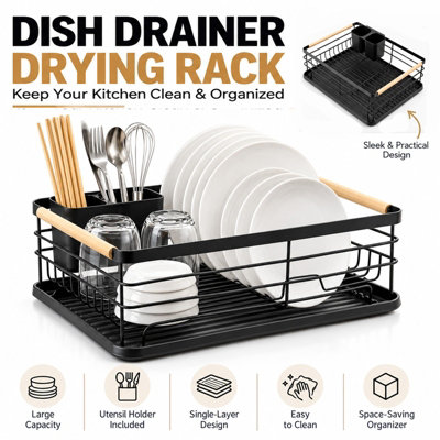 Dish Drying Rack, Rustproof Dish Washing Rack Dishes with Detachable ...