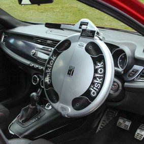 Disklok Large Steering Wheel Full Cover Silver Car Security Lock Police Approved 41.5cm - 44cm - Silver
