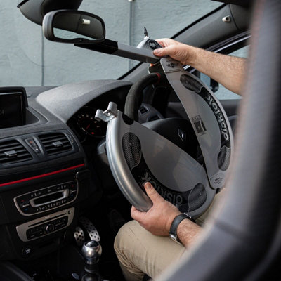 Disklok Large Steering Wheel Full Cover Silver Car Security Lock Police Approved 41.5cm - 44cm - Silver