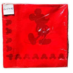 Disney 2 Ply Printed Mickey Mouse Napkins (Pack of 20) Red (One Size)