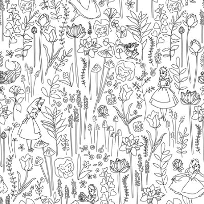 Disney Alice in Wonderland Black Garden Peel & Stick Wallpaper