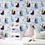 Disney Blue Novelty Pearl effect Embossed Wallpaper