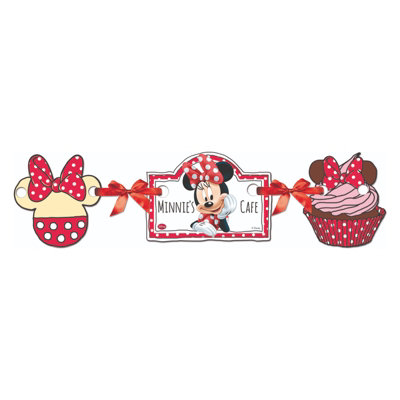 Disney Cafe Minnie Mouse Banner Red/White/Black (One Size)