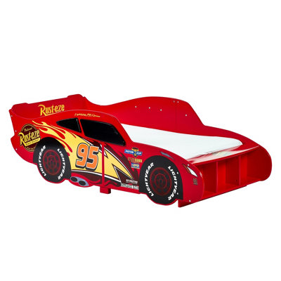 Disney Cars Lightning Mcqueen Toddler Bed: Bright Red, Fits 140cm x 70cm Mattress (Mattress not included)