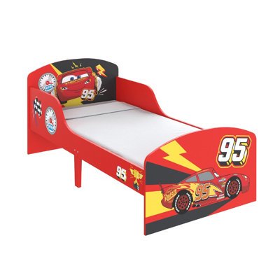 Disney Cars Lightning Mcqueen Toddler Bed: Sturdy Construction, Bright Red, Fits 140cm x 70cm Mattress (Mattress not included)