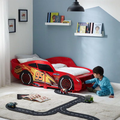Disney Cars Lightning McQueen Toddler Bed Sturdy Engineered Wood Construction Fits 140cm x 70cm Mattress Mattress not included