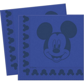 Disney Embossed Mickey Mouse Disposable Napkins (Pack of 20) Blue (One Size)
