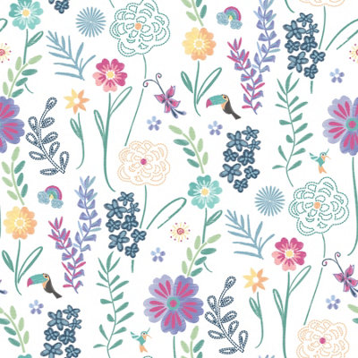 Disney Encanto White Embroidery Floral Peel & Stick Wallpaper