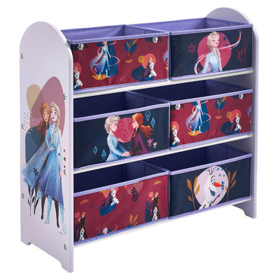 Disney Frozen Purple Storage Unit with 6 Storage Boxes for Kids, W63.5 ...