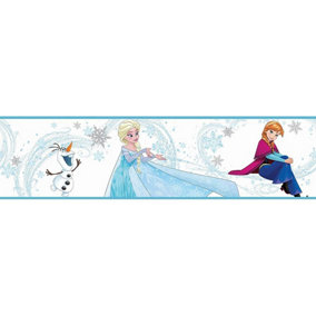 Disney Frozen Self Adhesive Boarder Anna Elsa Olaf Blue And White