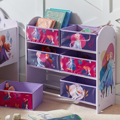 Disney Frozen Toy Storage Unit 6 Box Organizer for Bedroom Made from Engineered Wood Fabric Metal