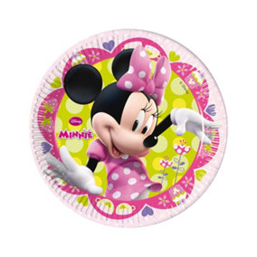 Disney Glory Day Paper Minnie Mouse Disposable Plates (Pack of 8) Pink/Green (One Size)