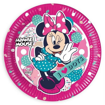 Disney I Love Dots Paper Minnie Mouse Party Plates (Pack of 8) Multicoloured (One Size)