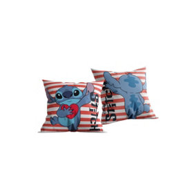Disney Lilo & Stitch Love Heart Striped Pre-Filled Cushion 40x40cm
