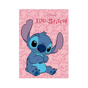 Disney Lilo & Stitch Pink Polar Machine Washable Polyester Soft Blanket 100x140cm