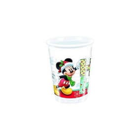 Disney Mickey Mouse Christmas 200ml Party Cup (Pack of 8) White/Red/Black (One Size)