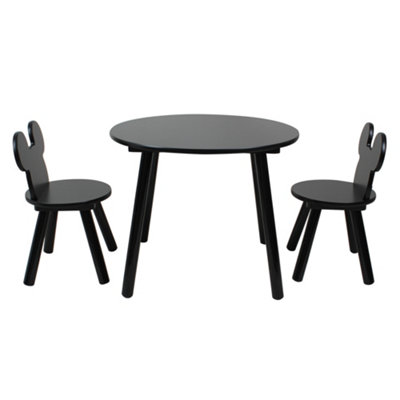 Disney Mickey Mouse Table and Chair Set, 2 Chairs Included, Black finish, Table: W60 X D60 X H48cm, Chair: W28 X D28 X H45cm