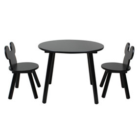 Disney Mickey Mouse Table and Chair Set, 2 Chairs Included, Black finish, Table: W60 X D60 X H48cm, Chair: W28 X D28 X H45cm