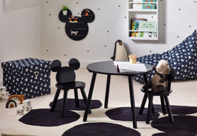 Disney Mickey Mouse Table and Chair Set 2 Chairs Included Black finish Table W60 X D60 X H48cm Chair W28 X D28 X H45cm