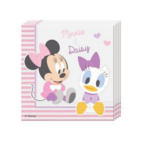 Disney Minnie Mouse 1st Birthday Disposable Napkins (Pack of 20) Pink/White (One Size)