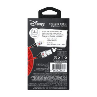 Disney Minnie Mouse 6ft MFI USB to Lightning Braided Charging Cable - 3