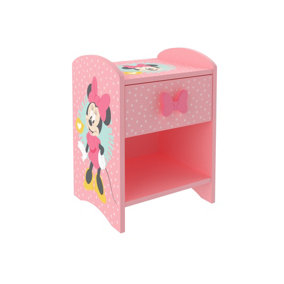 Disney Minnie Mouse Pink Bedside Table, 35cm L X 30 W X 48cm H