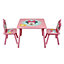 Disney Minnie Mouse Table and Chairs Set, 15mm MDF, pine wood, Light Pink, Table: W60 X D60 X H48cm, Chair: W28 X D29 X H58cm