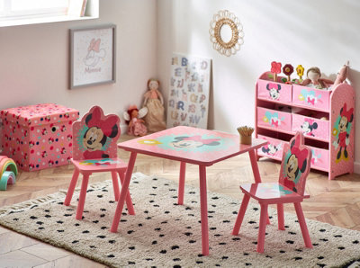 Wooden minnie mouse store table and chairs