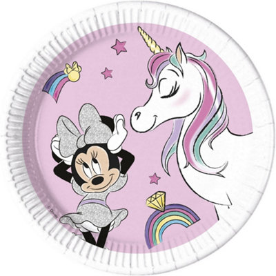 Disney Minnie Mouse Unicorn Dreams Paper Plate (Pack Of 8) Pink/White