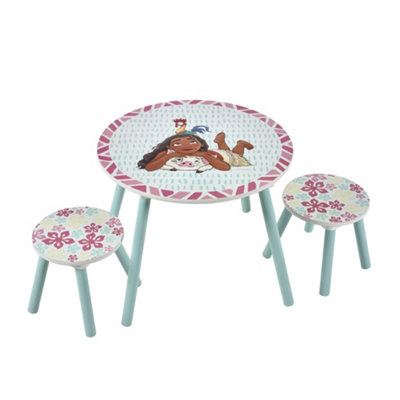 Disney Moana Children Kids Table and 2 Stools Set  - Ideal for Arts & Crafts, Snack Time & More