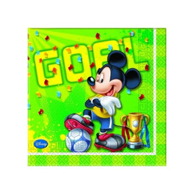 Disney Paper Football Mickey Mouse Napkins (Pack of 20) Green/Yellow (One Size)