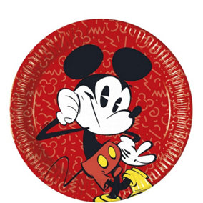 Disney Paper Mickey Mouse Party Plates (Pack of 8) Brown/White/Black (One Size)