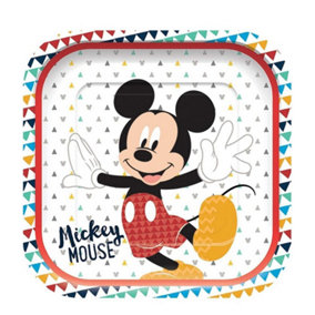 Disney Paper Square Mickey Mouse Disposable Plates (Pack of 4) Multicoloured (One Size)
