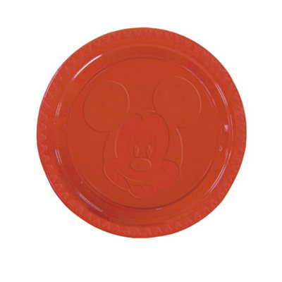 Disney Plastic Embossed Mickey Mouse Dinner Plate Pack of 8 Red One Size