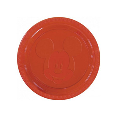 Disney Plastic Embossed Mickey Mouse Dinner Plate (Pack of 8) Red (One Size)