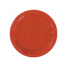 Disney Plastic Embossed Mickey Mouse Dinner Plate (Pack of 8) Red (One Size)