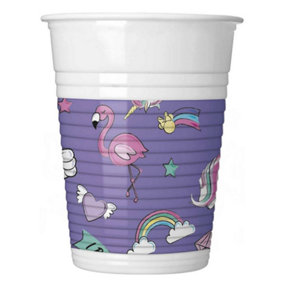 Disney Plastic Unicorn Minnie Mouse Party Cup (Pack of 8) Purple/White (One Size)