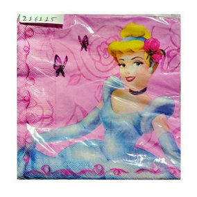 Disney Princess 2 Ply Cinderella Napkins (Pack of 20) Pink/Blue (One Size)