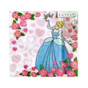 Disney Princess 2 Ply Cinderella Napkins (Pack of 20) Pink/White/Green (One Size)