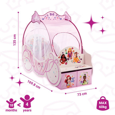 Disney Princess Carriage Bed With Seat Storage Boxes And Full